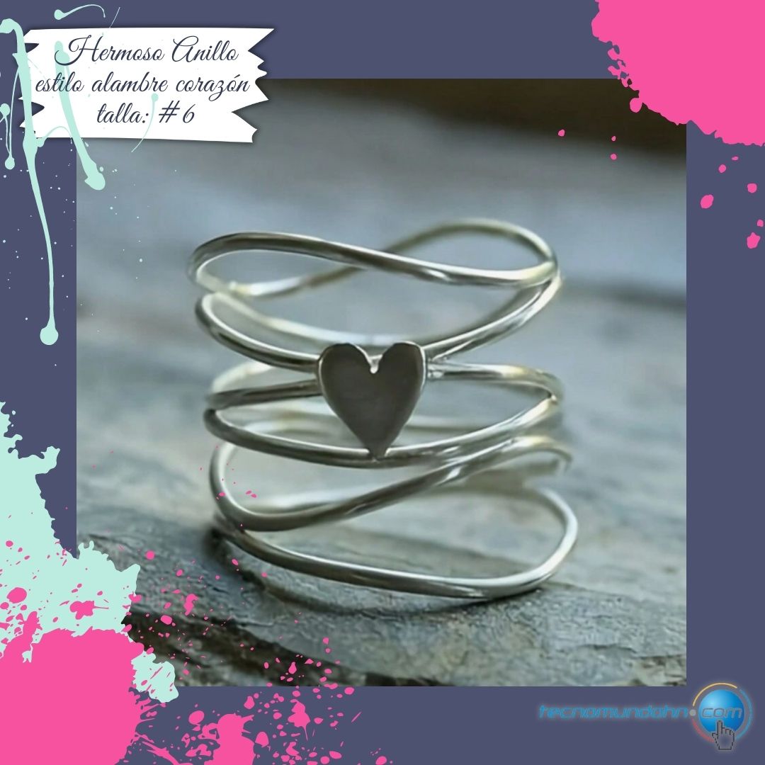 Anillo estilo alambre corazón