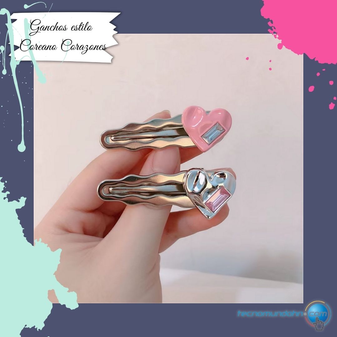 Ganchos estilo Coreano Corazones (1 par)