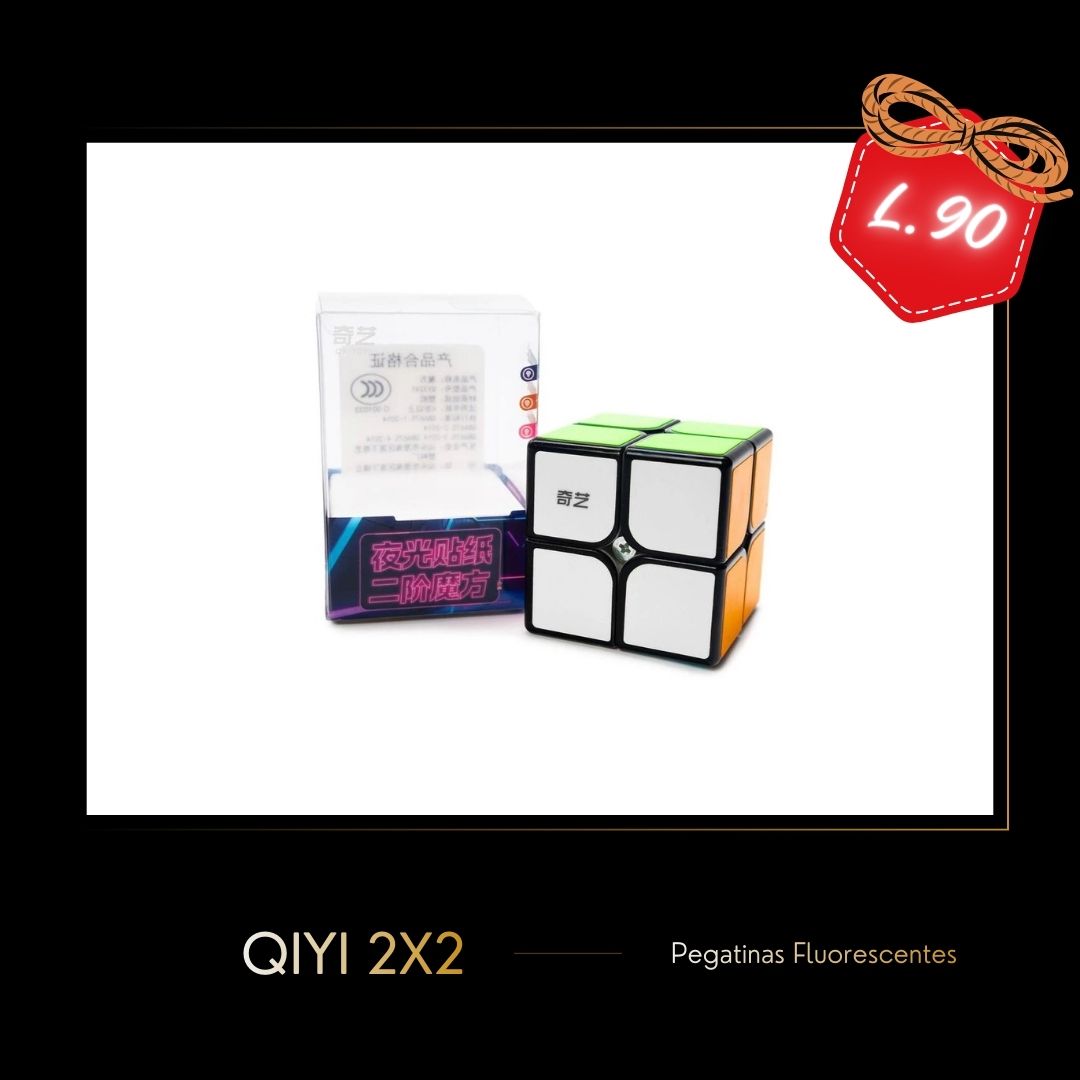 Qiyi 2X2 With Fluorescent Stickers Black
