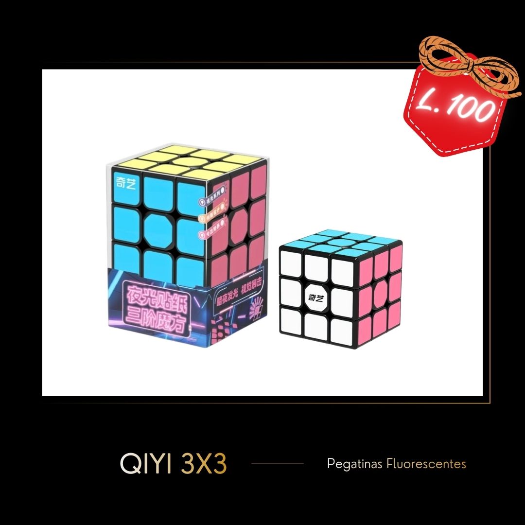 Qiyi 3X3 With Fluorescent Stickers Black