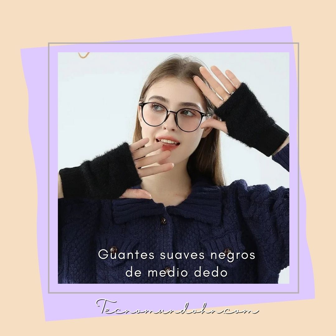 Guantes Suaves Negros De Medio Dedo