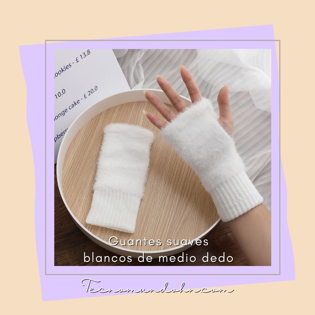 Guantes Suaves Blancos De Medio Dedo