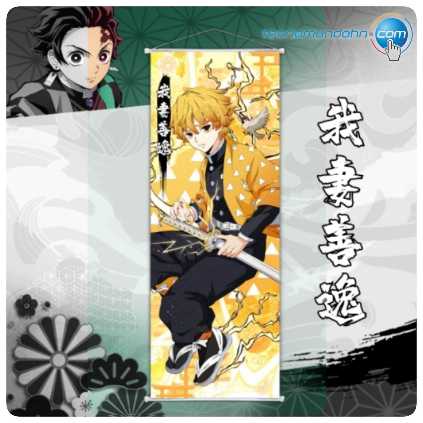 Poster De Tela Zenitsu Agatsuma | Demon Slayer 25Cm X 75Cm