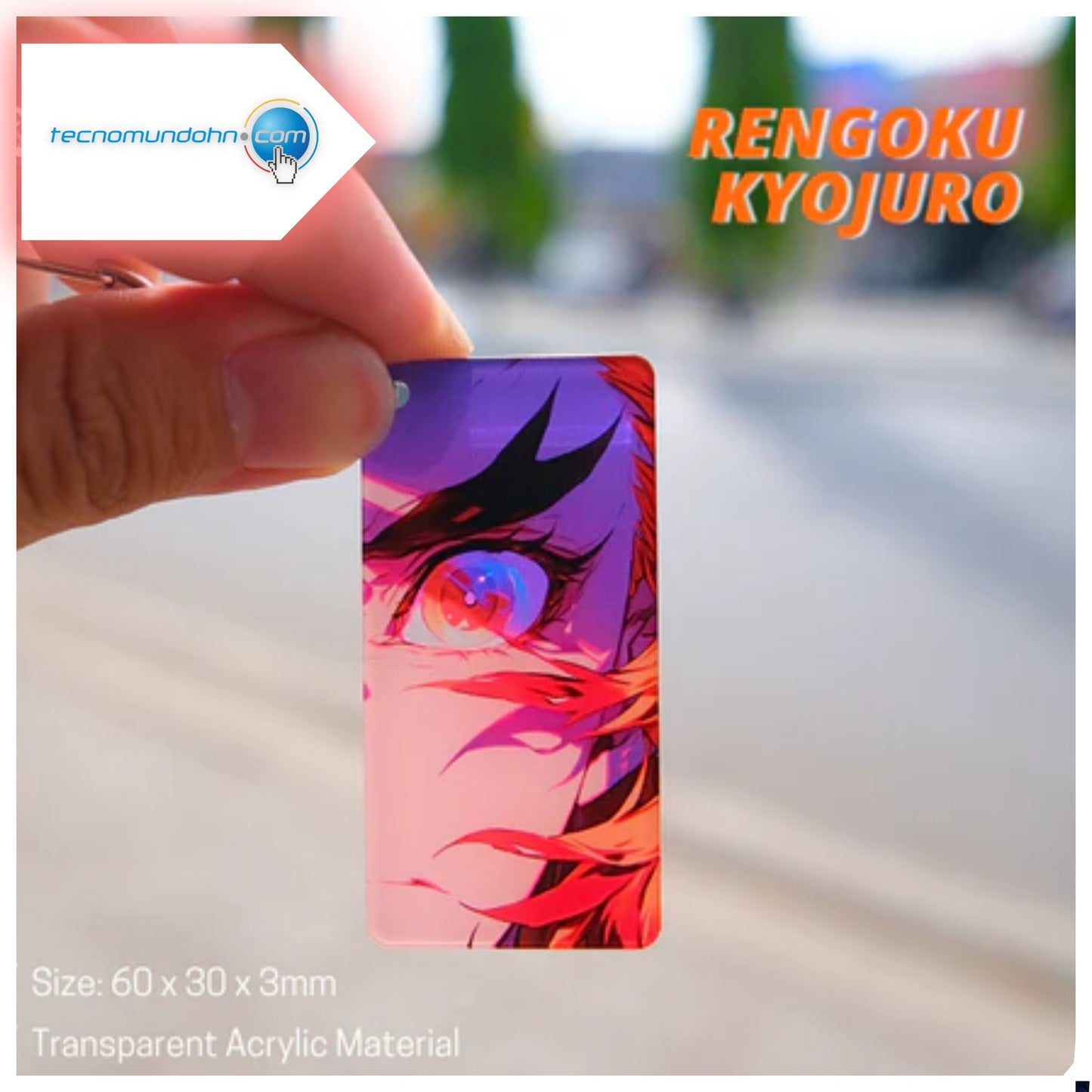 Llavero De Acrílico Rengoku Con Efecto A La Luz | Demon Slayer