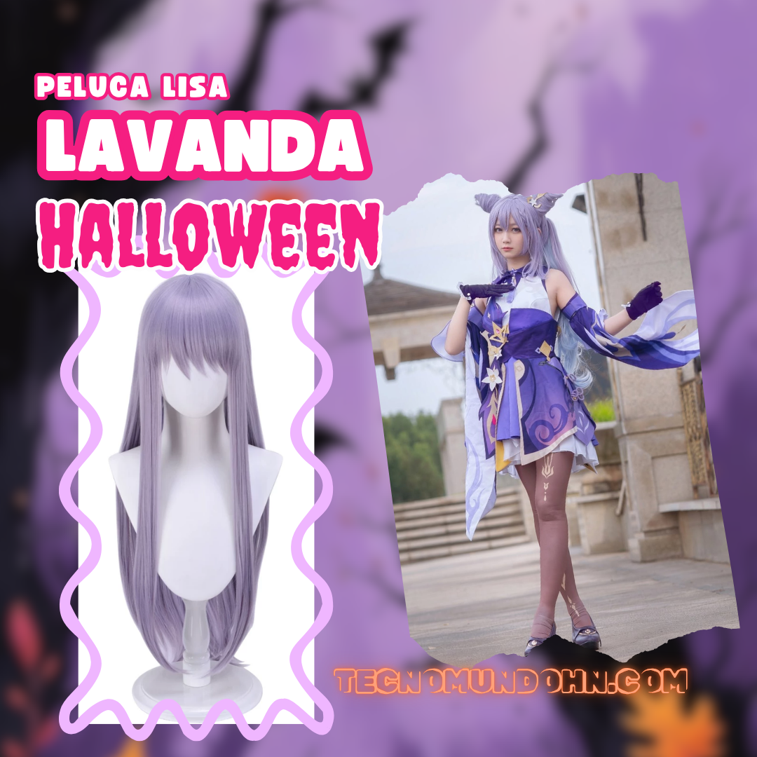 Peluca Lisa Lavanda 80Cm
