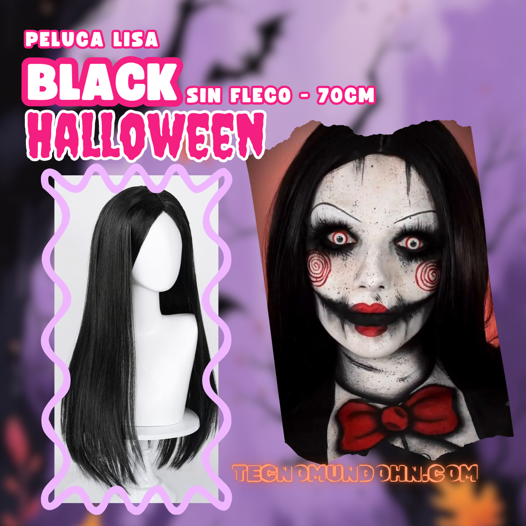 Peluca Lisa Black Sin Fleco 70Cm