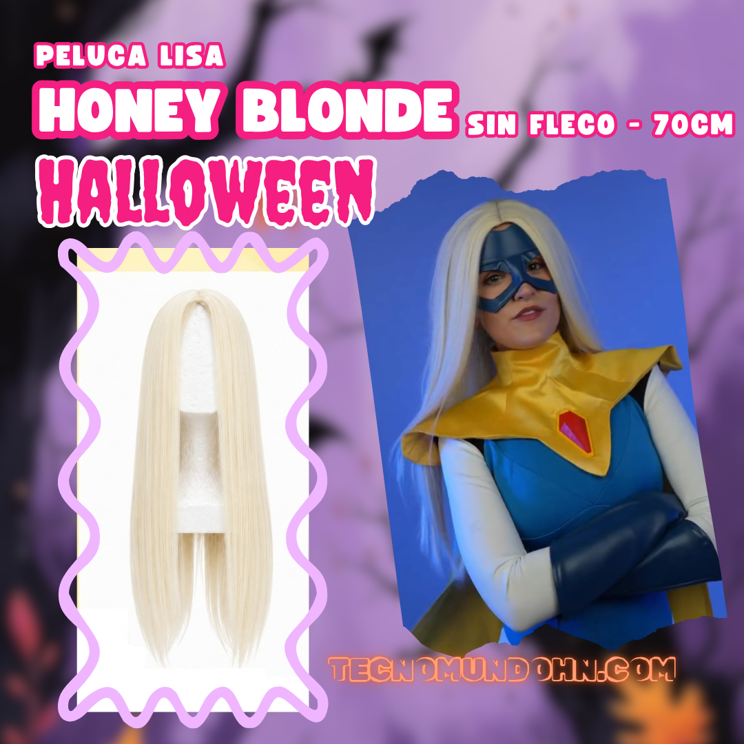Peluca Lisa Honey Blonde Sin Fleco 70Cm