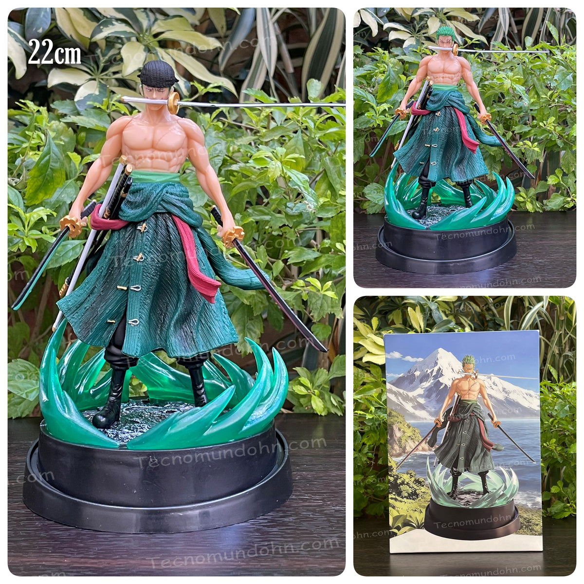 Figura Roronoa Zoro - 2 Cabezas Intercambiables 22Cm | One Piece