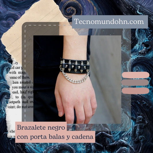 Brazalete Negro Con Porta Balas Y Cadena