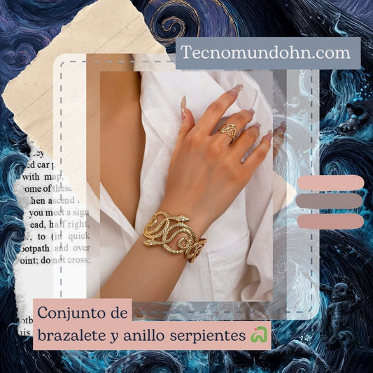 Conjunto De Brazalete Y Anillo Serpientes