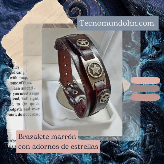 Brazalete Marrón Con Adornos De Estrellas