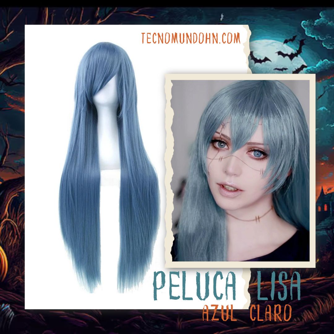 Peluca Liso Azul Claro