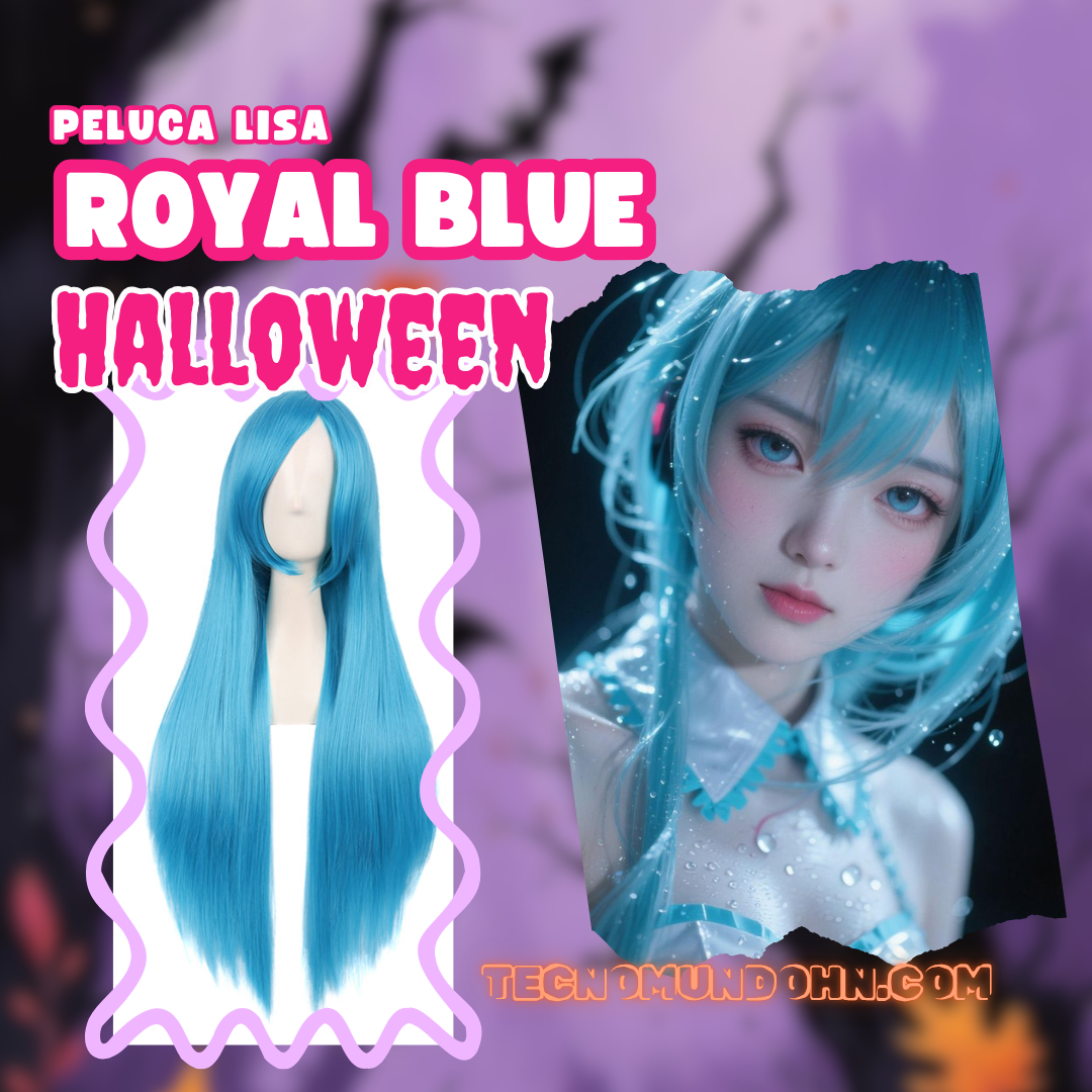 Peluca Lisa Azul Real