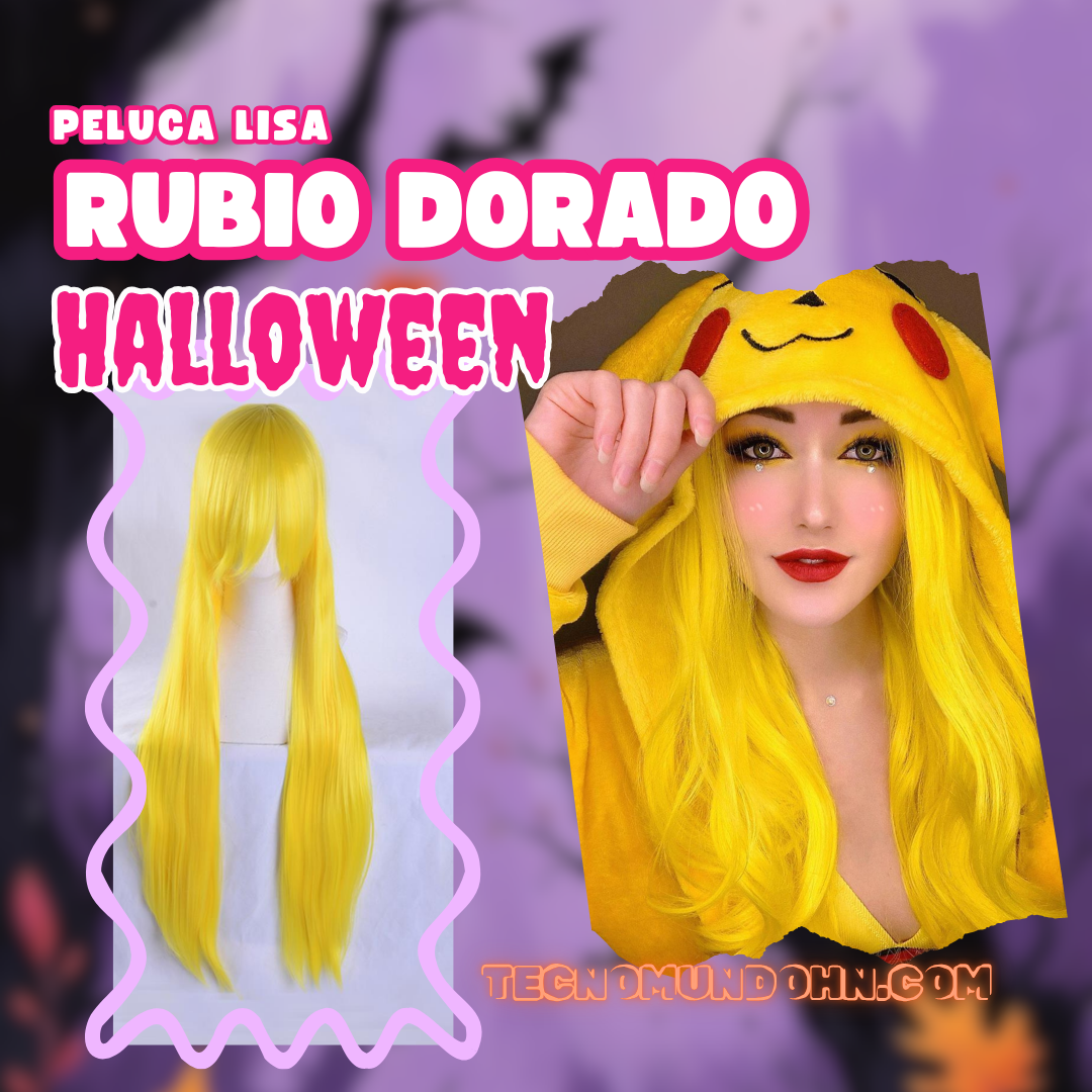 Peluca Lisa Rubio Dorada Fuerte
