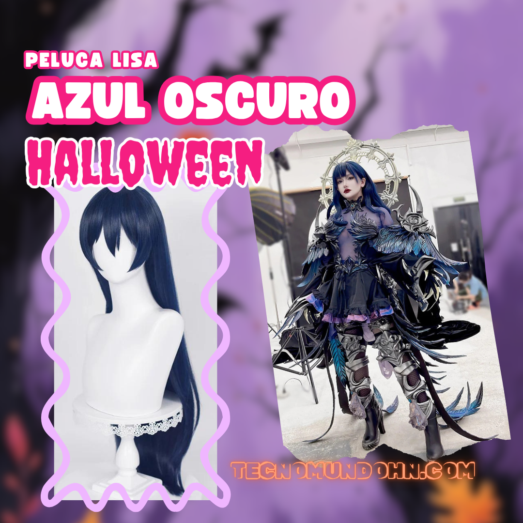 Peluca Lisa Azul Oscuro