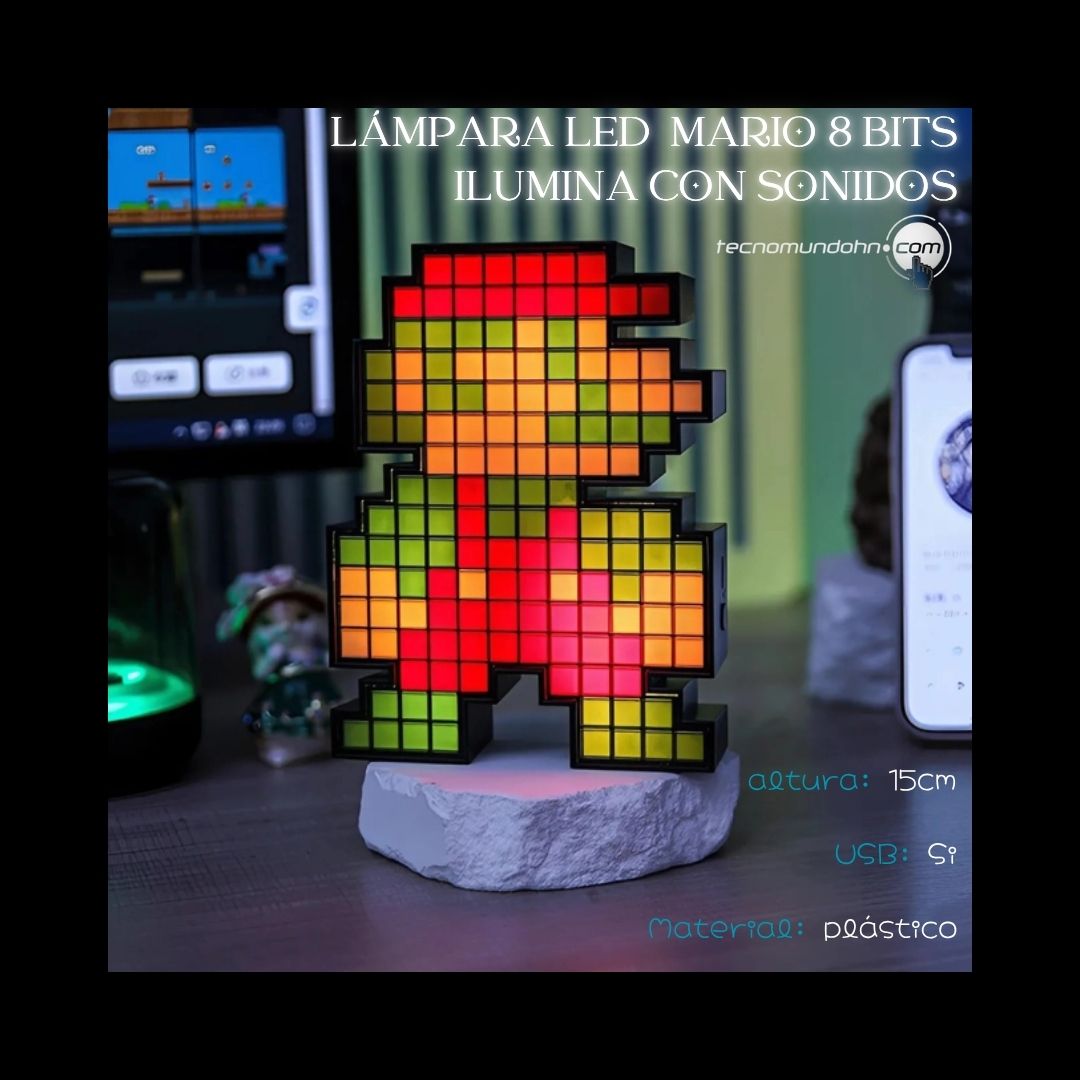 Lámpara Led Mario 8 Bits