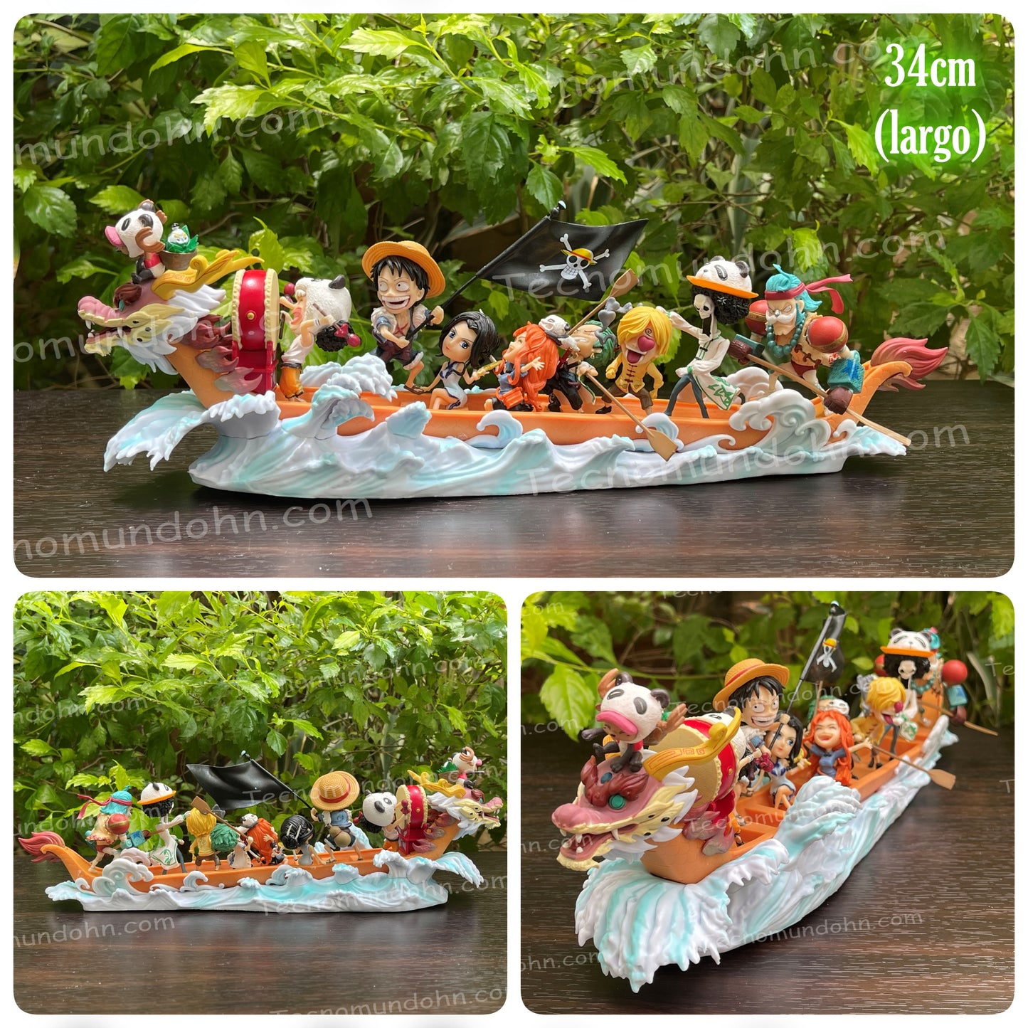 Figura Tripulación Sombrero De Paja En Barco Dragón 34Cm Long.| One Piece