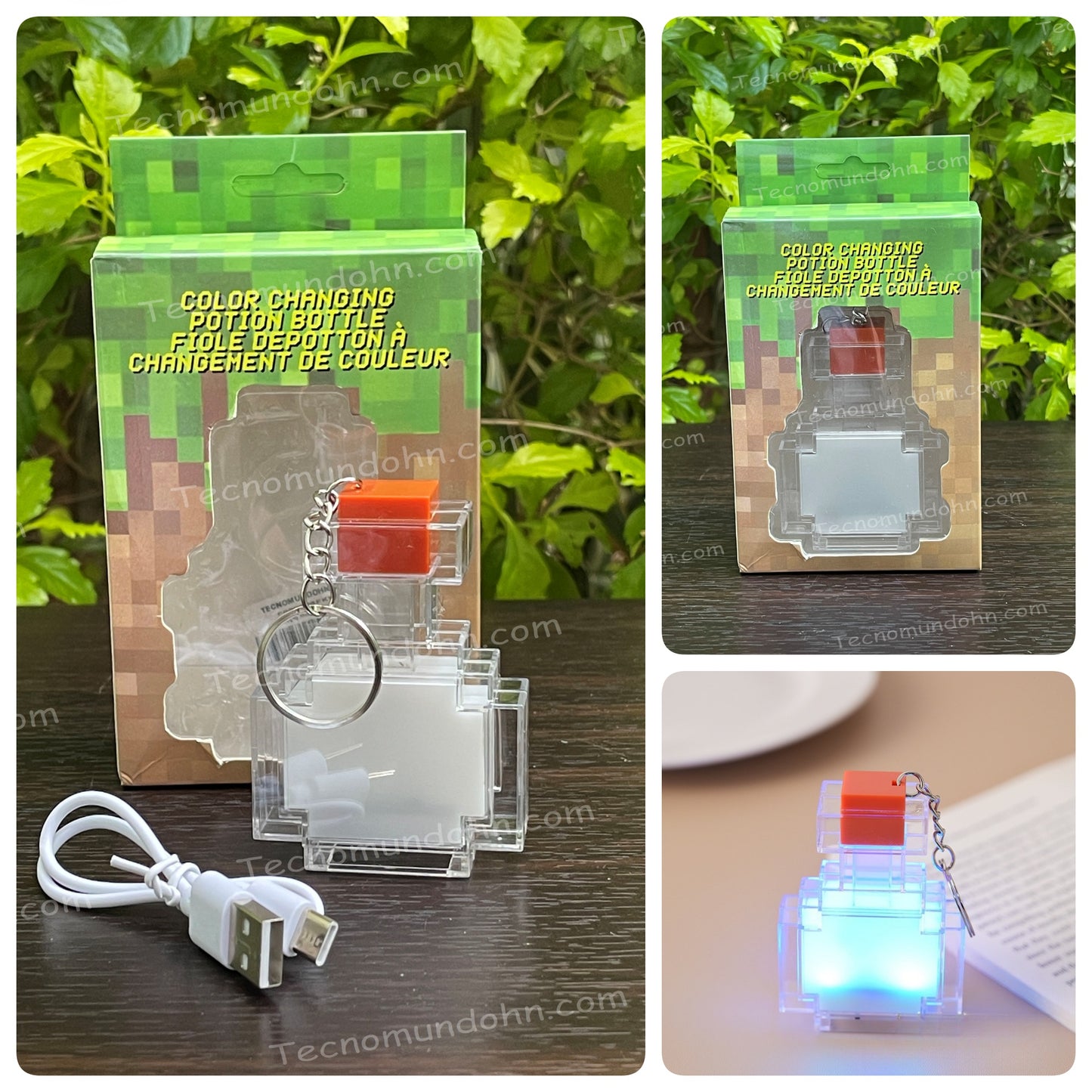 Llavero Poción Minecraft Con Luz Led