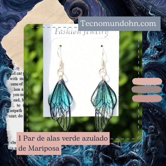 1 Par De Alas Verde Azulado De Mariposa