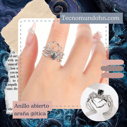 Anillo Abierto Araña Gótica