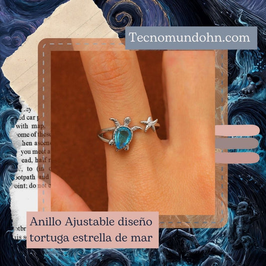 Anillo Ajustable Diseño Tortuga Estrella De Mar