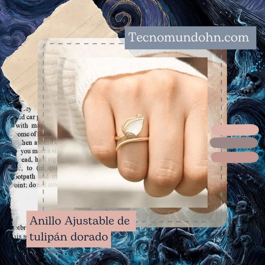 Anillo Ajustable De Tulipán Dorado