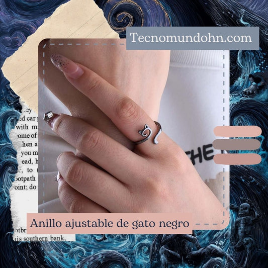 Anillo Ajustable De Gato Negro