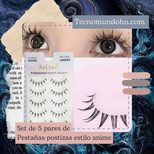 Set De 5 Pares De Pestañas Postizas Estilo Anime