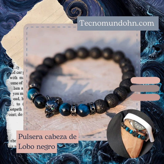 Pulsera Cabeza De Lobo Negro