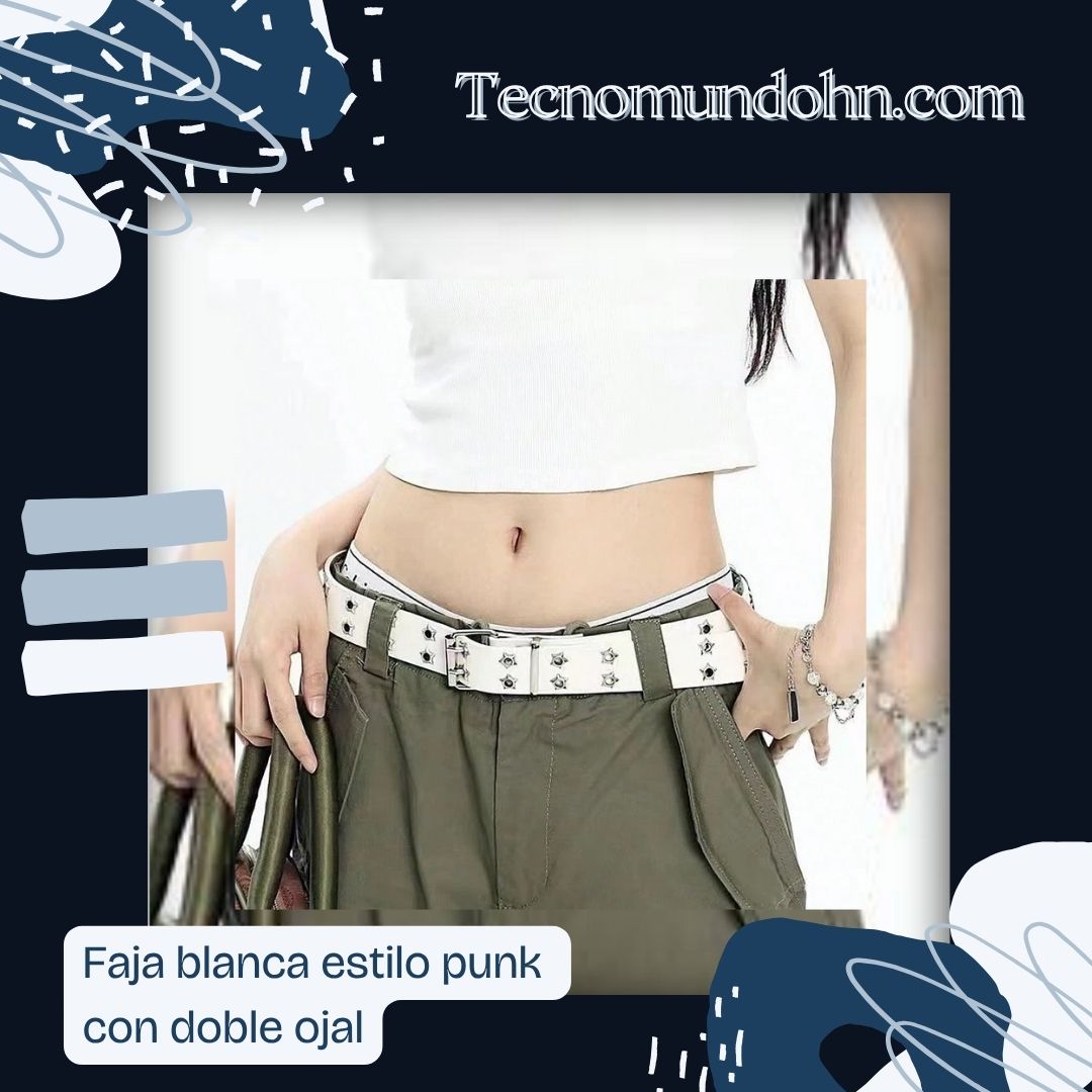 Faja Blanca Estilo Punk Con Doble Ojal