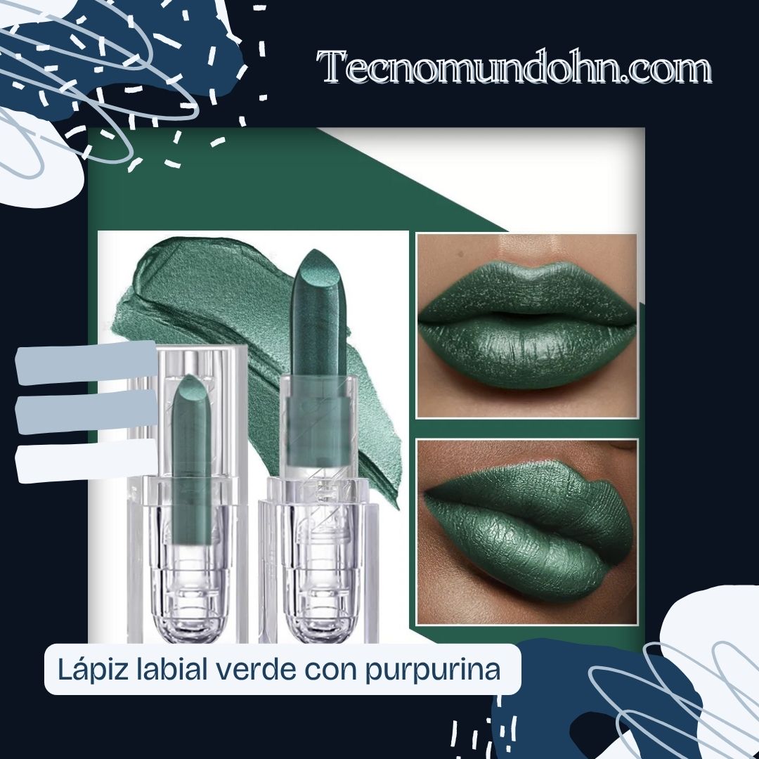 Lápiz Labial Verde Con Purpurina