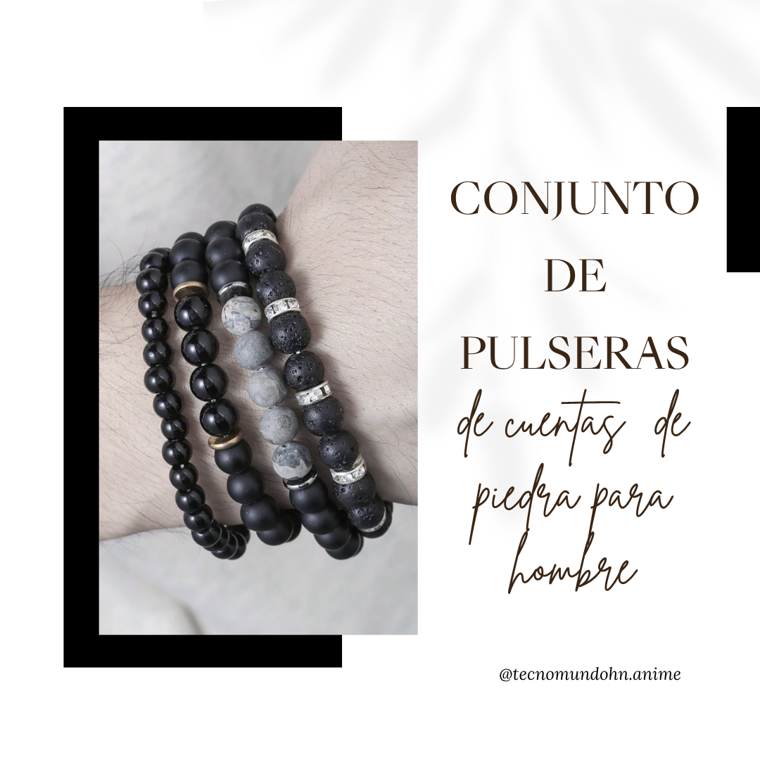 Conjunto De Pulseras De Cuentas De Piedra Para Hombre
