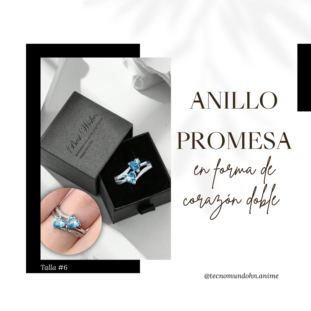 Anillo Promesa En Forma De Corazon Doble