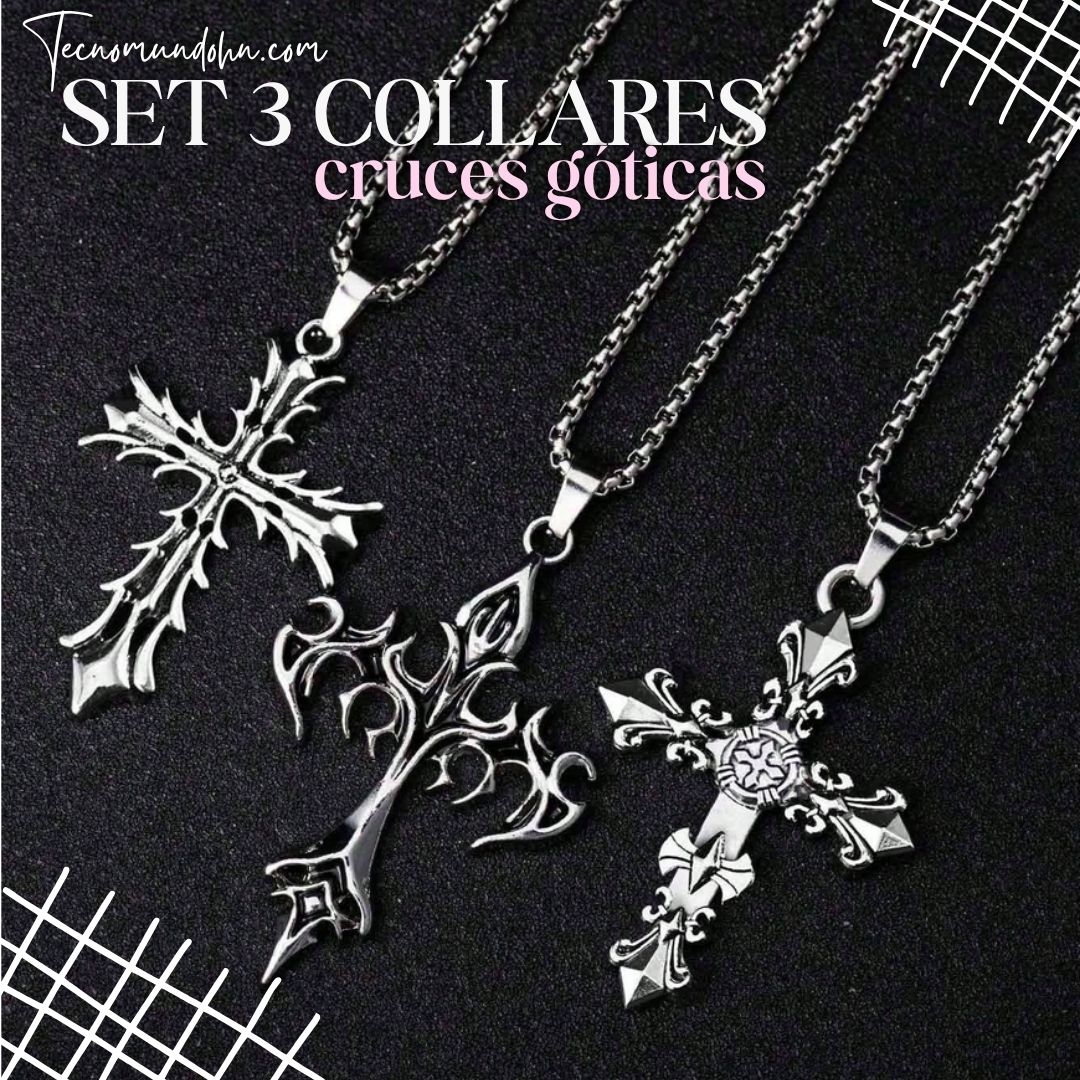 Set 3 Collares Cruces Góticas