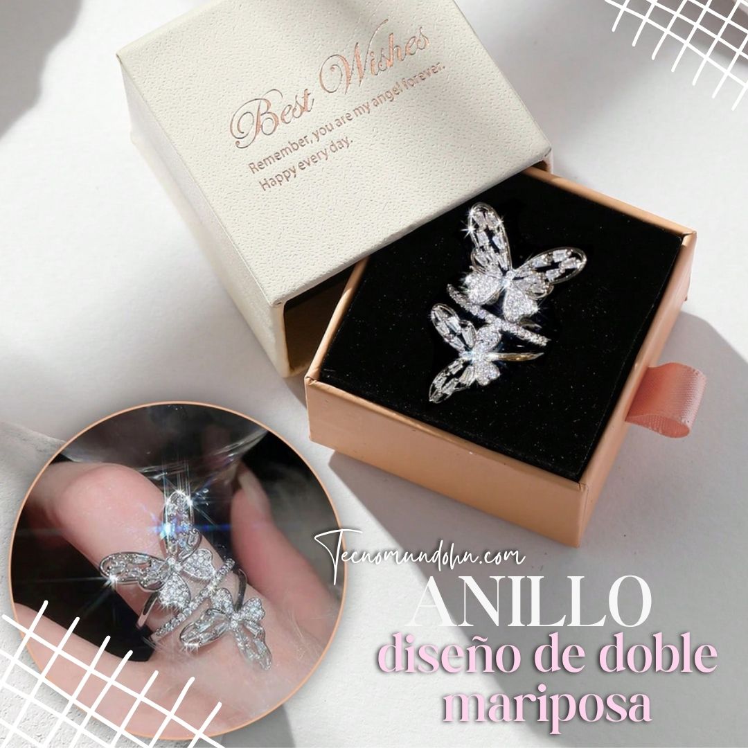 Anillo Diseño De Doble Mariposa
