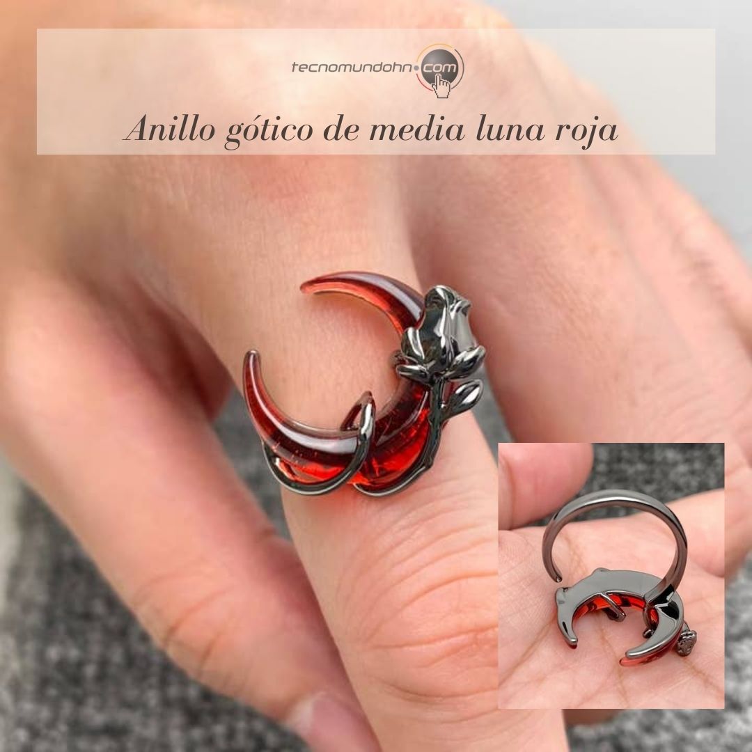 Anillo Gótico De Media Luna Roja