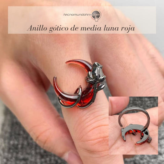 Anillo Gótico De Media Luna Roja