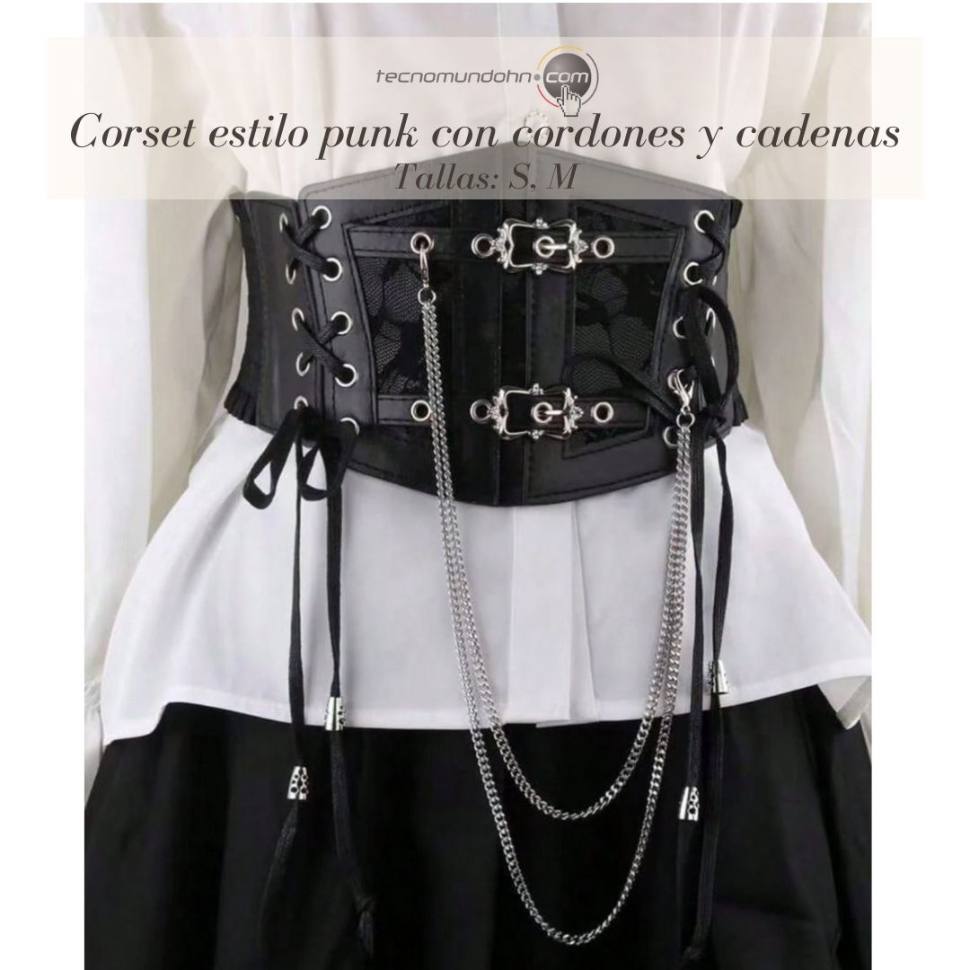 Cinturón De Corsé Con Cordón Elástico Estilo Punk Oscuro (Talla S,M)