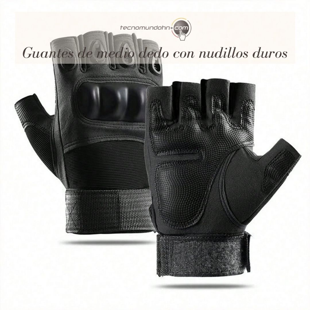 Guantes De Medio Dedo Con Nudillos Duros