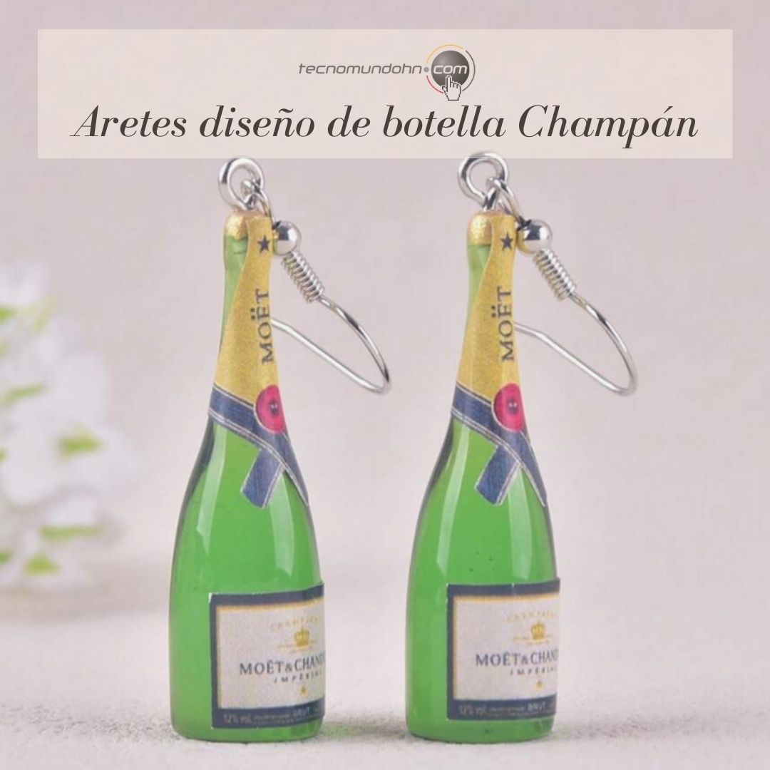 Aretes Diseño De Botella Champán