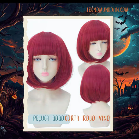 Peluca Rojo Vino Corta J