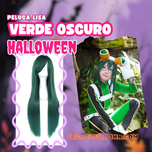 Peluca Liso Verde Oscura