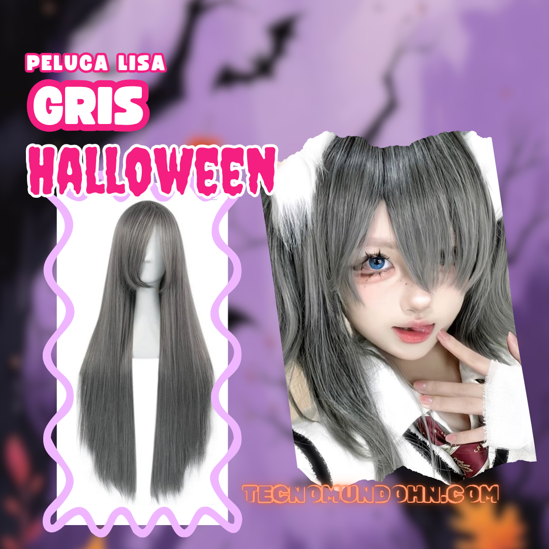 Peluca Liso Gris