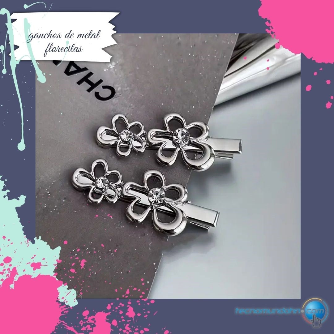 Gancho de metal flores (1 par)