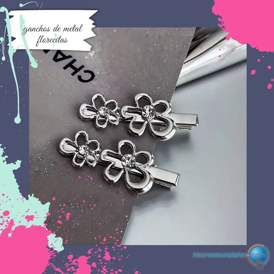 Gancho de metal flores (1 par)