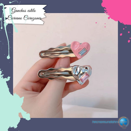 Ganchos estilo Coreano Corazones (1 par)