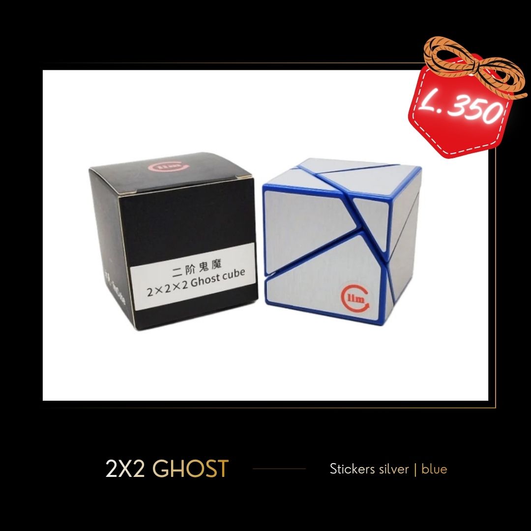 2X2 Ghost Cube With Silver Stickers Blue