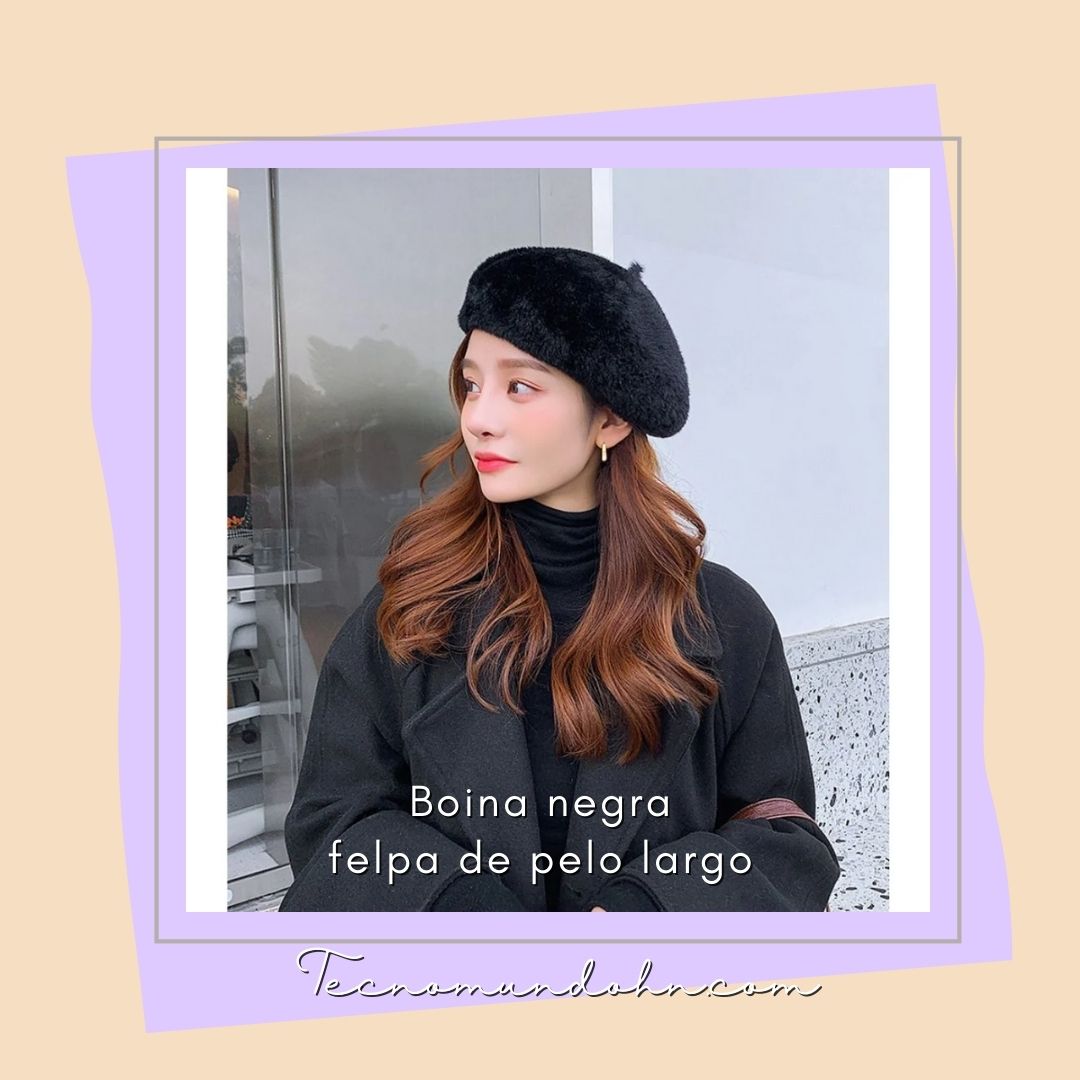 Boina Negra Felpa De Pelo Largo