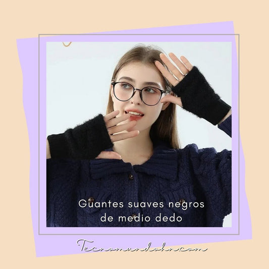 Guantes Suaves Negros De Medio Dedo