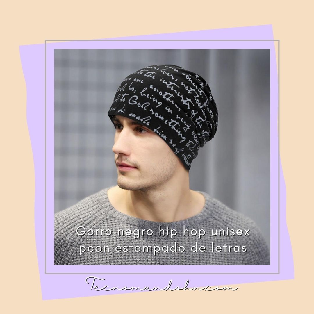 Gorro Negro Hip Hop Unisex Con Estampado De Letras